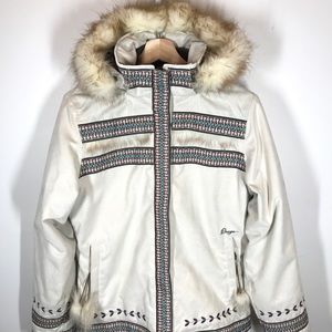 Orage Winter Jacket Ski Snowboard Women's sz M Faux Fur Trim Southwest Detail